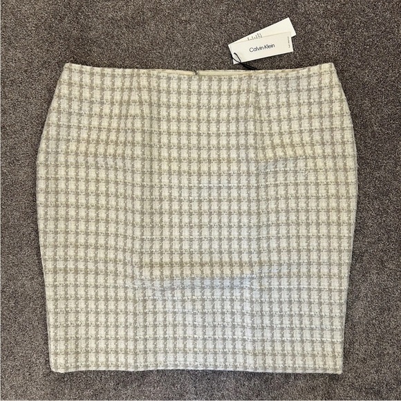 Calvin Klein Womens Tweed Textured Suit Skirt Back Slit Plus Size 18 W - NWT $89 - Picture 3 of 15